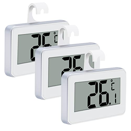 Kühlschrankthermometer, Digitale Thermometer kühlschrank Mit Gefrierfach Thermometer Mit Gut Lesbarem LCD-Anzeige Lesen Perfekt für Lnnen/Außen/Home/Restaurants/Bars/Cafés (Weiß-3)