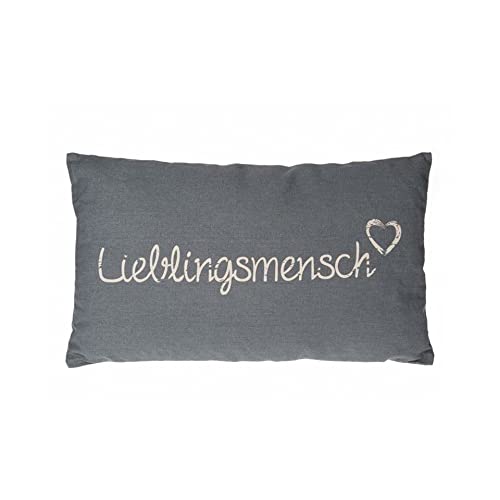 Seaside No.64 - Kissen Lieblingsmensch in grau mit heller Schrift - 30 x 50 cm mit Reißverschluss für dein Bett, Sofa, Boot oder die Terrasse - Geschenkartikel kombinierbar mit der Serie