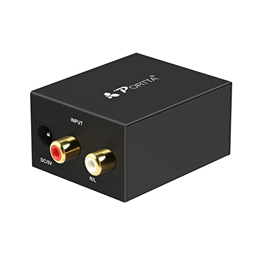 Portta Analog zu Digital Audio Konverter - Analog auf Digital Wandler - RCA R/L zu Toslink/SPDIF Koaxial Cinch Ausgang - Audiowandler für DVD-Player Lautsprecher