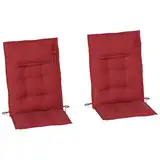 Outsunny 2er Set Auflage für Sonnenliege Wasserabweisend Liegenauflage für Gartenliege Polsterauflage für Strandliege Liegestuhl Kissen Polster für Gartenmöbel Auflagen 50x116x5 cm, Weinrot