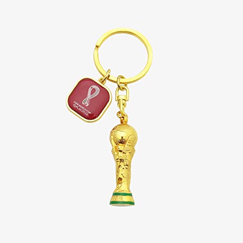 2022 FIFA WORLD CUP QATAR 3D Trophäe Schlüsselanhänger mit offiziellem Emblem – Besitzen Sie eine Sammlerstück-Version des größten Preises des Weltfußballs, gold, Einheitsgröße