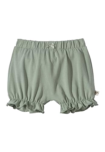 Sterntaler Shorts Sommer Jersey Girl uni Hase Happy für Mädchen - Baby Hose mit Zierschleife am Bund - kurze Hose aus Baumwolljersey mit angenehmem Tragegefühl - steingrün, 74