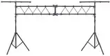 Showlite LTS-100 Traversen System (2x T-Bar Ständer 2x Quertraverse, Höhenverstellbar von 1,50m - 3,00m, Belastbar bis 75kg) schwarz