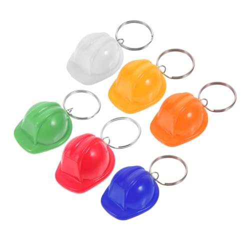 Warmhm 6pcs Mini Construction Hut Schlüsselbund Für Veranstaltungen Für Kinderpartygunst Sets Miniaturarbeiter Puppenhüte Und Coole Keyrings Für Männer