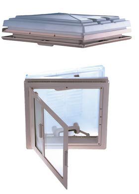 MPK Dachhaube Dachfenster 40x40cm Milchglas Zwangsbelüftung Camping Wohnwagen beige