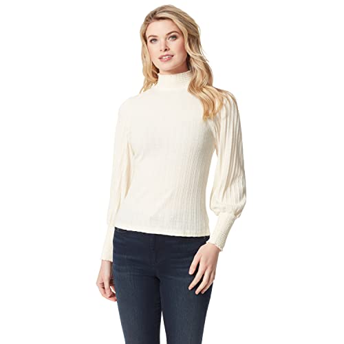 Jessica Simpson Damen Kaye Strick-Top mit Stehkragen Hemd, Gardenia, Klein