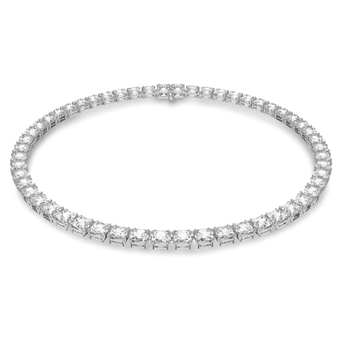 Swarovski Matrix Halskette, Swarovski Zirkonia und Kristall mit Kissenschliff, Weiß, Rhodiniert