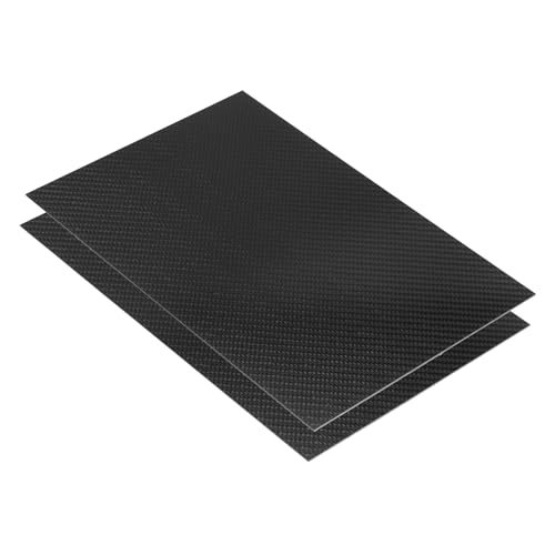 QUARKZMAN 2 Stück 3K Carbon Fiber Plate Panel Sheets, 300 x 200 x 0,5 mm Carbon Fiber Board Plate Flexible für RC Flugzeug, Modellauto, Autoersatzteile (Twill Bright)