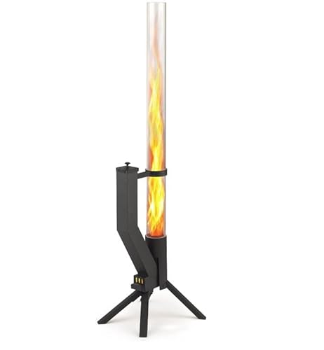 GARDENFLARE Feuerrohr – Edelstahl Feuersäule und Pelletfackel für Tolles Ambiente-Feuer – Elegante Terrassenheizer und Gartenkamin Alternative für deine Terrasse und Garten (Schwarz Pulverbeschichtet)
