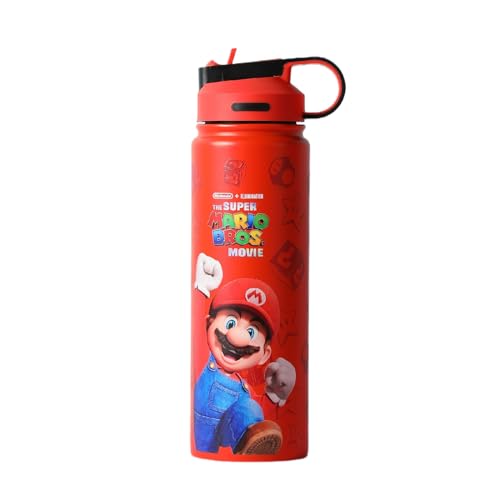 MINISO Super Mario Bros Collection Edelstahl-Wasserflasche mit Griff, 900 ml