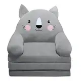 Kindersofa Aufklappen 2 in 1 Schlafsofa Ausklappbares Kindersofa niedliches Cartoon faules Sofa Kindersessel mit Abnehmbarem Bezug für Kinderzimmer Kindertags- und Geburtstagsgeschenk kein Liner