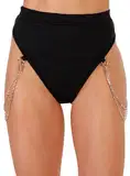 EVELUST Rave Booty Shorts für Damen – Hoch Taillierte Badeshorts Scrunch Sporthose Kurze Leggings Gothic Festival Outfits(Black, L, 13121w)