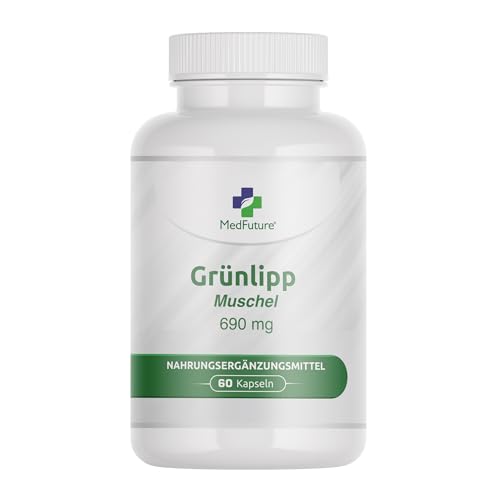 Grünlippmuschel Kapseln 690 mg, 60 Kapseln - Grünlippmuschelextrakt Für Menschen, Natürliche Unterstützung Für Gelenke, Hochdosiertes Grünlippmuschel Ergänzungsmittel