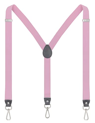 Ausukler Hosenträger Damen und schlanker Herren Extra Stark 2,5cm mit Karabiner Haken Elastischen Riemen für Jeans (Rosa)