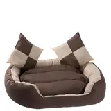 PETSTUFF Hundebett Wendefunktion wasserabweisend abwaschbar, Farb- und Größenwahl, Creme/braun, S