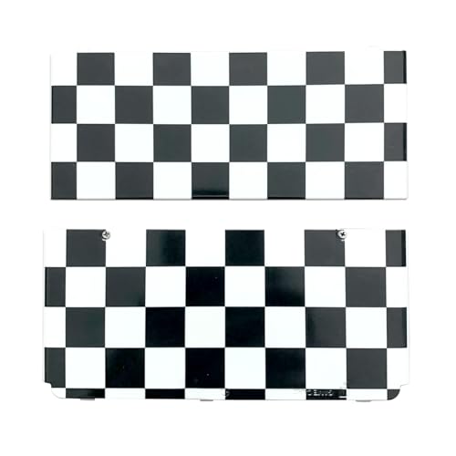 New for New3DS Extra Cover Plates Faceplate Replacement Black/White Check Pattern, for New 3DS Small Handheld Game Console, DIY Squares Top/Bottom Outer Shells White Backplate Spare Parts