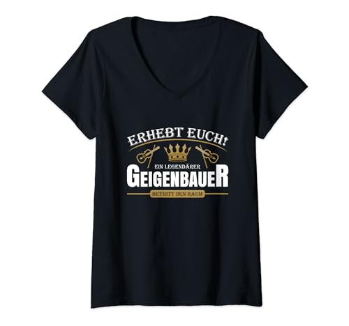 Ausbildung Geigenbau Prüfung Geigenbaukunst Geigenbauer T-Shirt mit V-Ausschnitt