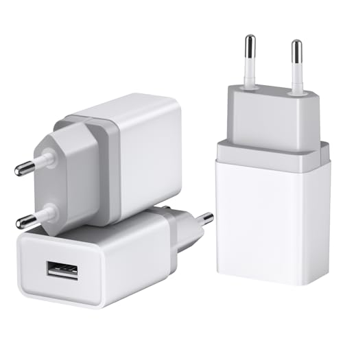 12W USB Stecker 3er-Pack 2,4A/5V USB Ladegerät USB Netzteil USB Plug USB Ladestecker USB Netzstecker USB Aadapter USB Steckdose Kompatibel mit iPhone Galaxy Xiaomi Pixel Huawei USB Charger