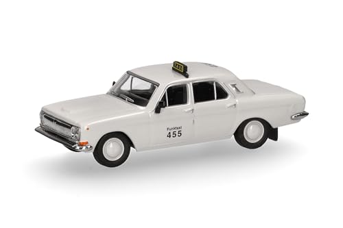 Herpa Modellauto Wolga M24 Funktaxi 455", Miniatur im Maßstab 1:87, Sammlerstück, Made in Germany, Modell aus Kunststoff