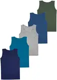 LOREZA ® 5 Jungen Unterhemden Baumwolle Tank Top - Basics (140-146 (10-11 Jahre), Modell 1-5er Pack)