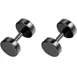 Flongo Männer Ohrstecker Frauen Ohrringe, 10mm Edelstahl Gestüt Stecker Flach Ohrringe Ohrstecker Knopf Ohrhänger Schwarz Taper Fake Plug Tunnel Ohrstecker Piercing Herren,Damen
