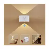 Feallive Wandleuchte Innen mit Bewegungsmelder, Wandlampe mit Akku mit Schalter Touch Control 3 Helligkeitsstufen, 360° drehbare, für Wohnzimmer TreppenhausFlur kabellose wandleuchten (Weiß)
