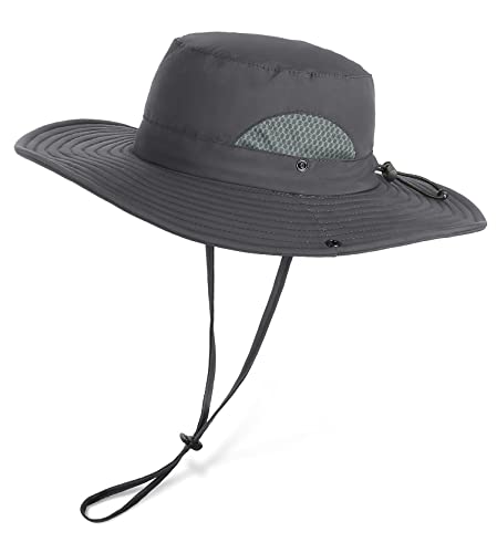 Wmcaps Sonnenhut Herren, Outdoor Safari Hut Damen, Breite Krempe Sommerhut Herren, Faltbar Wanderhut, Boonie Hat Sonnenschutz Hut Buschhut Anglerhut Gartenhut(Dunkelgrau)