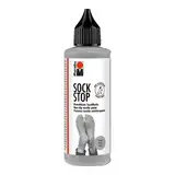 Marabu 17220106078 - Sock Stop, 90 ml, grau, gummiartige Antirutsch-Farbe auf Wasserbasis, für Textilien zum sicheren Halt auf glatten Böden, einfache Anwendung aus der Flasche