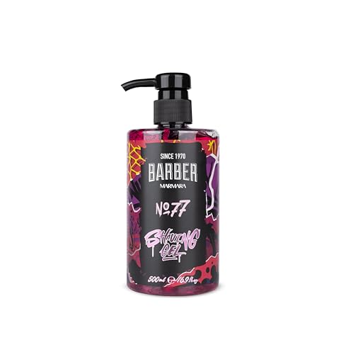 BARBER MARMARA Rasiergel Männer No.77 - Herren Rasiergel transparent 500ml - Shaving Gel Men - für eine präzise Rasur der Bartkonturen - optimales Gleiten - Kühlt die Haut - mit Pumpenspender