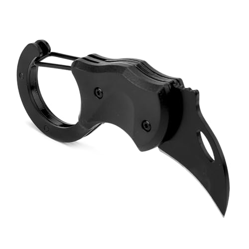 DAKLUNAR Schlüsselanhänger Messer Schwarz, Mini Taschenmesser Klein Schlüsselanhänger Mini Scharf Klappmesser, Messer mit Karabiner, Geschenke für Männer, EDC Messer für Outdoor Camping