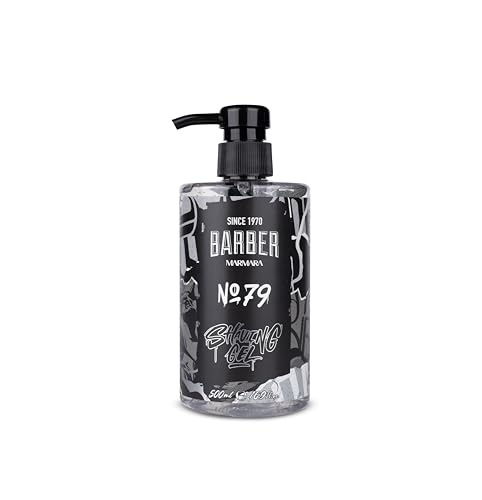 BARBER MARMARA Rasiergel Männer No.79 - Herren Rasiergel transparent 500ml - Shaving Gel Men - für eine präzise Rasur der Bartkonturen - optimales Gleiten - Kühlt die Haut - mit Pumpenspender