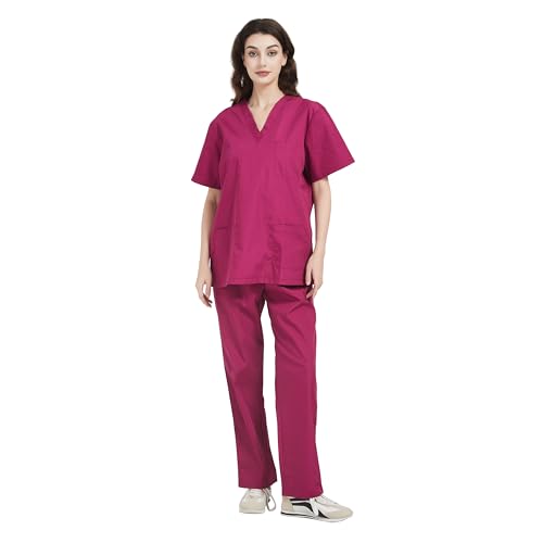 MISEMIYA - Unisex-Schrubb-Set - Medizinische Uniform mit Oberteil und Hose ref.6801-6802 - Medium, Granat