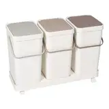 genialo Mülltrennsystem 3 Fächer à 16 l, auf Rollen, Mülleimer mit Henkeln einzeln entnehmbar, Sammelbehälter mit Deckel, Recycling System