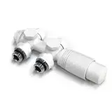 WITEN&NOCK Multiblock Set für Heizkörper Mittelanschluss Armatur Nabenabstand 50 mm Thermotstat Hahnblock Thermostatventil für Heizkörper Heizungszubehör(Weiß)