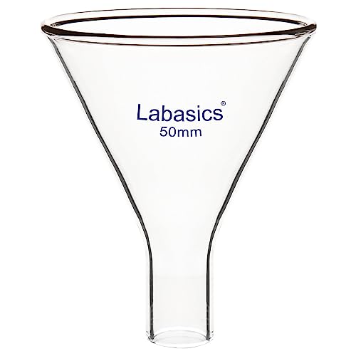 Labasics Glas Pulver Trichter, schwerer Wand Borosilikatglas kurzer Stiel Trichter mit 50 mm Spitzendurchmesser und 26 mm Stiel Durchmesser