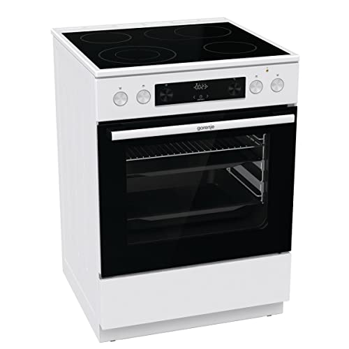 Gorenje GECS6C 70 WPA Elektro-Standherd mit Glaskeramik-Kochfeld 60 cm / 71 Liter/ExtraSteam/GentleClose/AirFry/Versenkbare Knebel/AquaClean/PerfectGrill/Teleskopauszüge/weiß, 740963