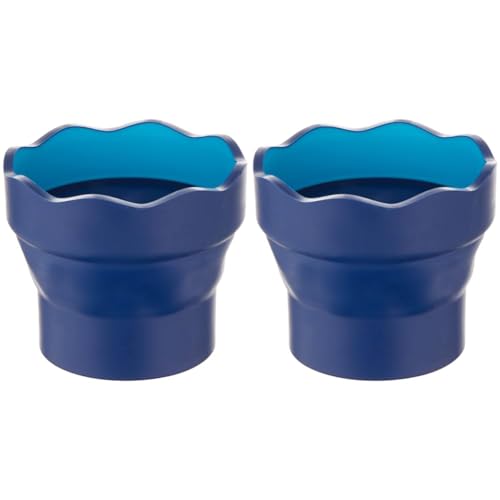 Faber-Castell 181510 - Kunststoff, Wasserbecher CLIC & GO, faltbar, blau, 1 Stück (Packung mit 2)