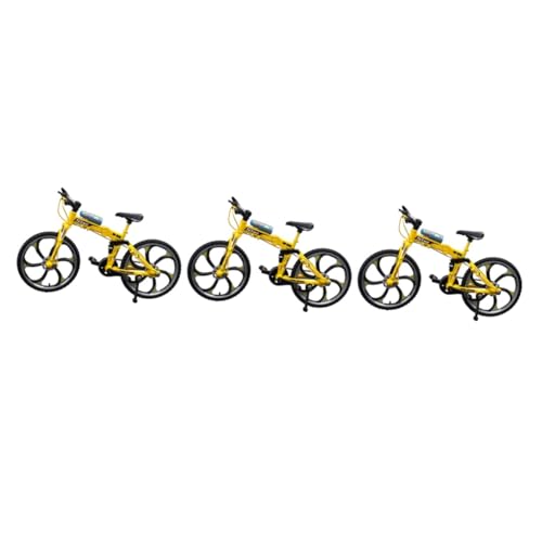 TOYANDONA 3St Figurendekor Spielzeuge Modell 1: 10 Produkt Fahrrad Miniatur Mini-Mountainbike Park-Kit wohnungseinrichtung wohnungsdeko Abstraktes Fahrrad Miniaturen Miniaturspielzeug Yellow