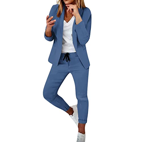 Generic Hosenanzüge Für Damen Business Anzug Elegant 2 Teilig Sommer Zweiteiler Blazer Set Sportlich Langarm Festlicher Hosenanzug Hochzeit 2 Teiler Anzugjacke Und Hose Party Outfit Freizeitanzug