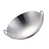 NUOBESTY 28 cm Doppelgriff-Wok-Edelstahl-Wok-Bratpfanne Mit Großer Kapazität Bratpfanne Rundboden-Wok-Mehrzweck-Eintopfpfanne Funktioniert Für Elektrische Gaskochfelder