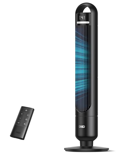 Dreo 23dB Leiser Turmventilator, Ventilator mit Kühlung, Fernbedienung für Schlafzimmer, Tower Fan mit 4 Geschwindigkeiten, 3 Modi, 9,8 m Windreichweite, 8H Timer, 90° Oszillierend für Wohnzimmer
