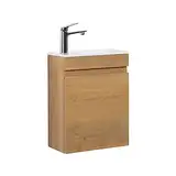 GOOM Gäste-WC Waschtisch Set 40 cm Badmöbel Vormontiert Klein Waschbecken mit Unterschrank (Eiche)