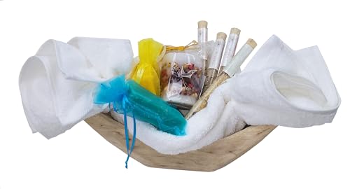 Geschenkkorb Badevergnügen exklusive Badeprodukte in Holz-Dekoschale