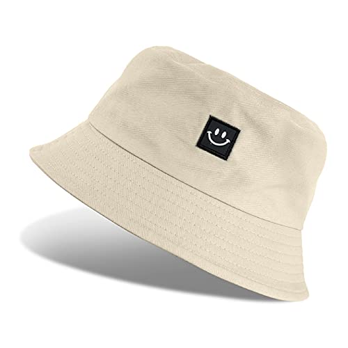 Tuopuda Fischerhüte Herren Damen, Anglerhut Baumwolle, Bucket Hat Faltbar, Sommerhut Outdoor, Kappen Cap Freizeithut zum Wandern Camping Reisen Angeln 56-58cm, Beige