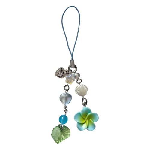 Stilvolle Plumeria und Quasten Herz zum Aufhängen, Handy-Zubehör, Handy-Ornament für Büro oder Geschäft