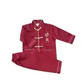 FGUUTYM for Boys Kids Traditional Chinese Wing Chun Arts Set Outfit Halloween Baby (Wine, 8 Years)