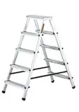 DRABEST Klappleiter Klapptritt Alu Leiter 2 x 5 Stufen Trittleiter Beidseitig Mehrzweckleiter bis 125 kg Belastbar Leiter
