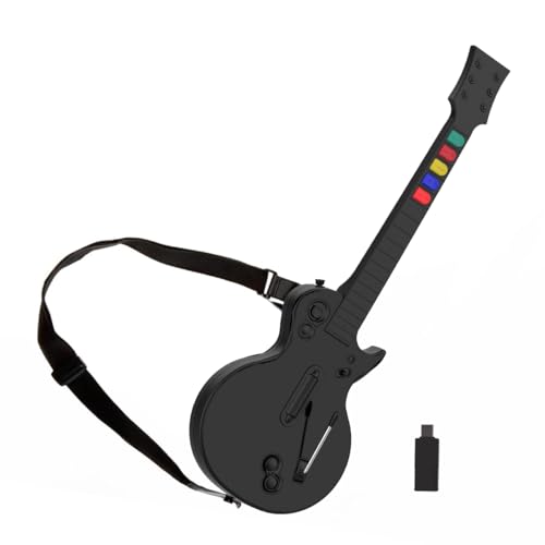 NBCP Guitar Hero, Drahtlose Verbindungstechnologie, Gitarren-Spiel, Gitarren Controller, Kompatibilität mit PC & PS3, Vielseitige Spielmodi, 48,7 x 31 x 10,9 cm, 5 Tasten Schwarz