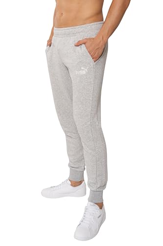 PUMA Jogginghose Herren, Trainingshose lang, Sporthose, Baumwolle, Statement Deluxe Edition, Regular Fit, Grau, Größe M