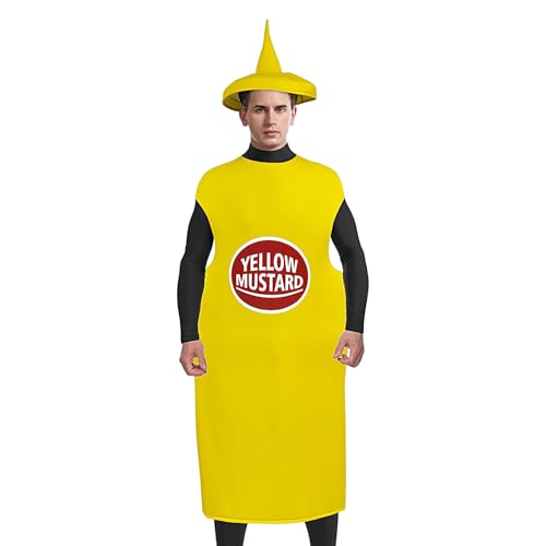 Senf Kostüm Für Cosplay,Senf-Ketchup Cosplay Halloween Kostüm | Unisex-Rollenspiel-Kostüm Lustige Essensmotiv Verkleidung Karnevalskostüm Für Erwachsene Männer Und Frauen
